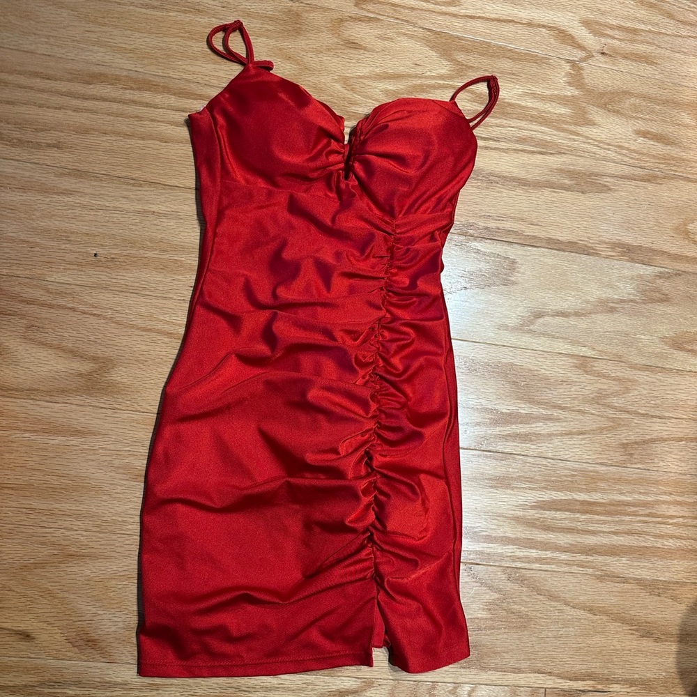 B Darlin Red Ruched Mini Dress